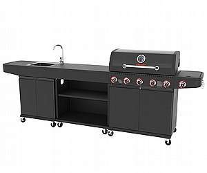 מטבח חוץ מודולרי 5 מבערים כולל כירת צד Black torch מטבח חוץ מודולרי 5 מבערים כולל כירת צד Black torch