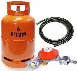מיכל גז 5 ק"ג אמגזית מלא + ווסת בטיחותי + שעון מד גז בחיבור M בהספק Mbar 30 מיכל גז 5 ק"ג אמגזית מלא + ווסת בטיחותי + שעון מד גז בחיבור M בהספק Mbar 30