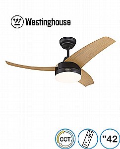 מאוורר תקרה 42" LONGWOOD CCT לונגווד WESTINGHOUSE שחור עם כנפיים דמוי עץ אלון מאוורר תקרה 42" LONGWOOD CCT לונגווד WESTINGHOUSE שחור עם כנפיים דמוי עץ אלון
