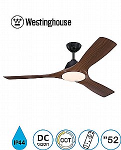 מאוורר תקרה 52" JESSICA ג'סיקה WESTINGHOUSE IP44 שחור עם כנפיים דמוי עץ מהגוני מאוורר תקרה 52" JESSICA ג'סיקה WESTINGHOUSE IP44 שחור עם כנפיים דמוי עץ מהגוני