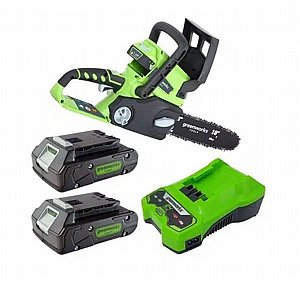 מסור שרשרת 24V + שתי סוללות 2.0 + מטען 24V מסור שרשרת 24V + שתי סוללות 2.0 + מטען 24V
