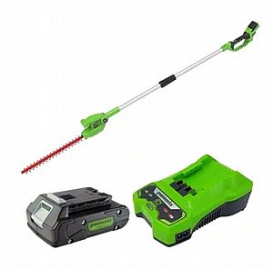 מגזמת גובה 24V (דגם משופר 2.2 מ’) + סוללה 2.0Ah + מטען מהיר greenworks 24V מגזמת גובה 24V (דגם משופר 2.2 מ’) + סוללה 2.0Ah + מטען מהיר greenworks 24V